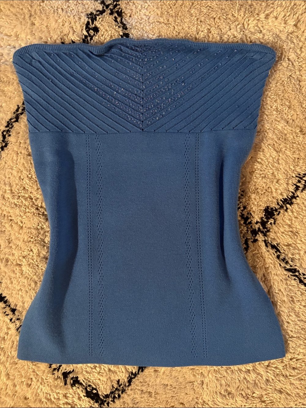 Vintage Guess Ribbed Knit Strapless Tube Top in Blue Women’s Large Y2K 90s